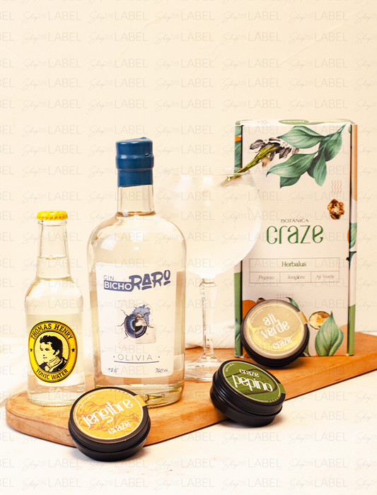 Gin Bicho Raro Olivia + 4 Aguas Tónica Thomas Henry + Botánicos Craze