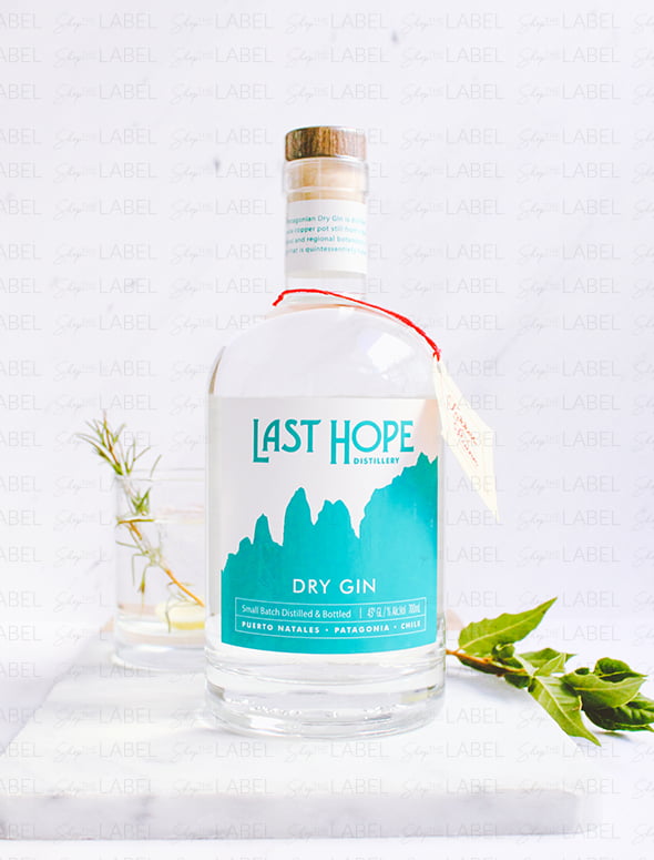 Botella de Gin Last Hope Dry y una copa de Gin Tonic