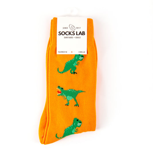 Socks Lab - Calcetines Tiranosaurio Rex Naranja